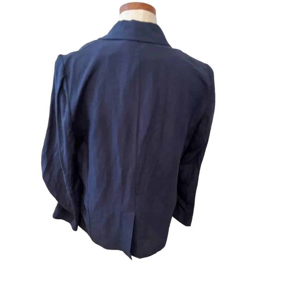Kobi Halperin Torryn Unstructured Navy Blue Cinched Sleeve Blazer M